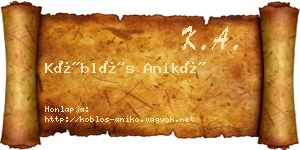Köblös Anikó névjegykártya
