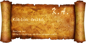 Köblös Anikó névjegykártya
